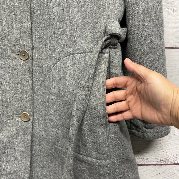 Abercrombie & Fitch gray wool blend jacket trench coat size L - Picture 6 of 13